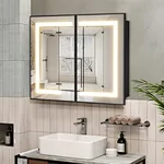 Hotel grade frameless mirror cabinet with 3-color light